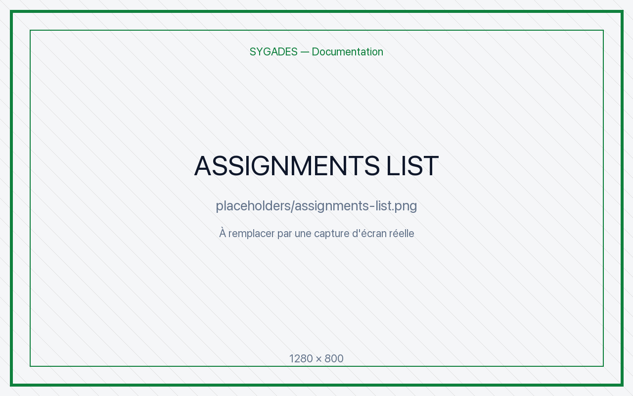 Liste affectations — placeholder