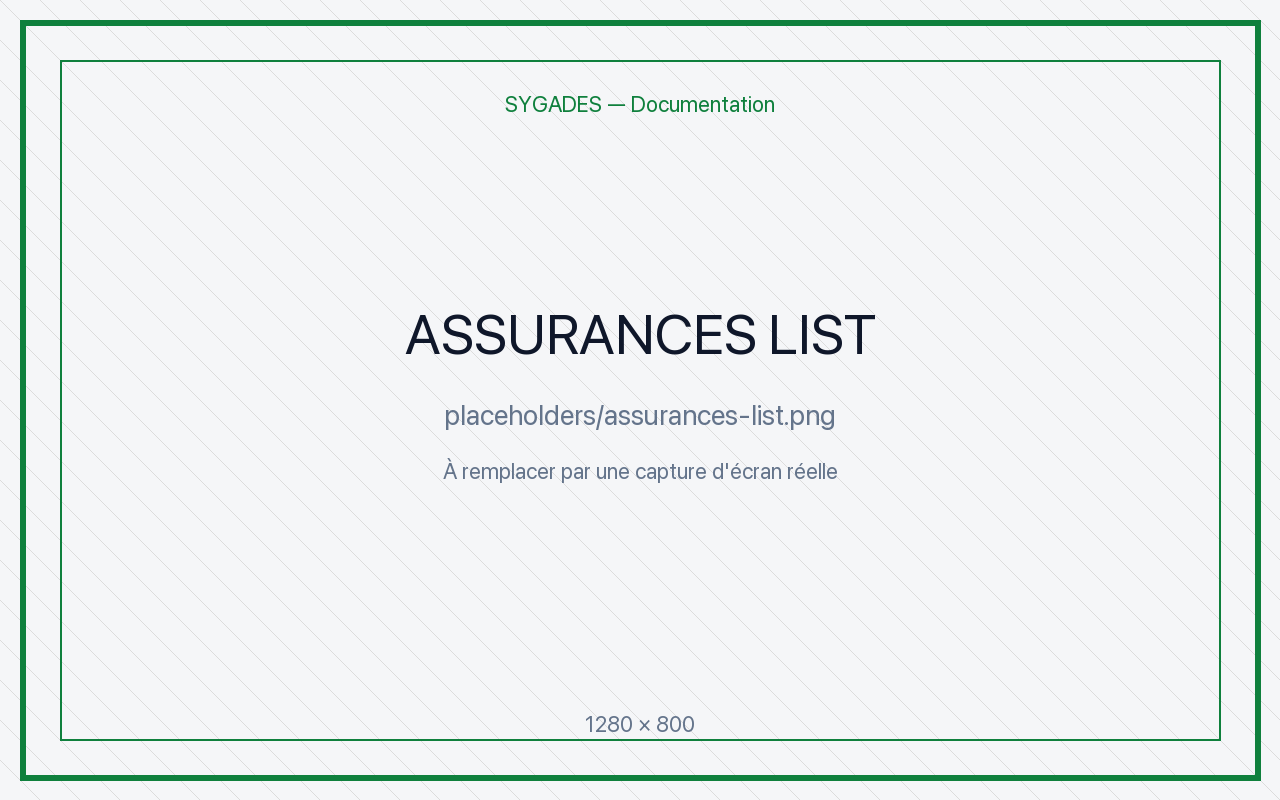 Liste assurances — placeholder