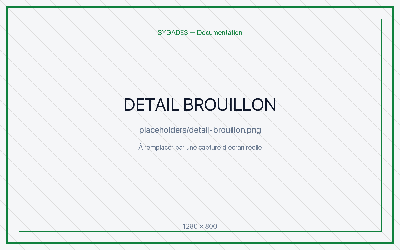 Page détail brouillon — placeholder