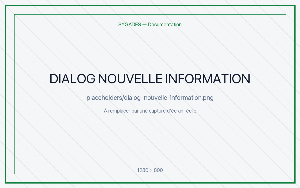 Dialog Nouvelle information — placeholder
