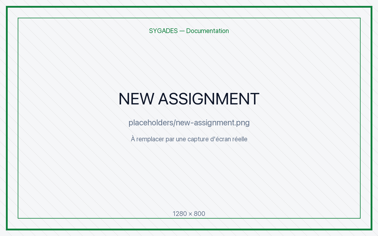 Dialog nouvelle affectation — placeholder